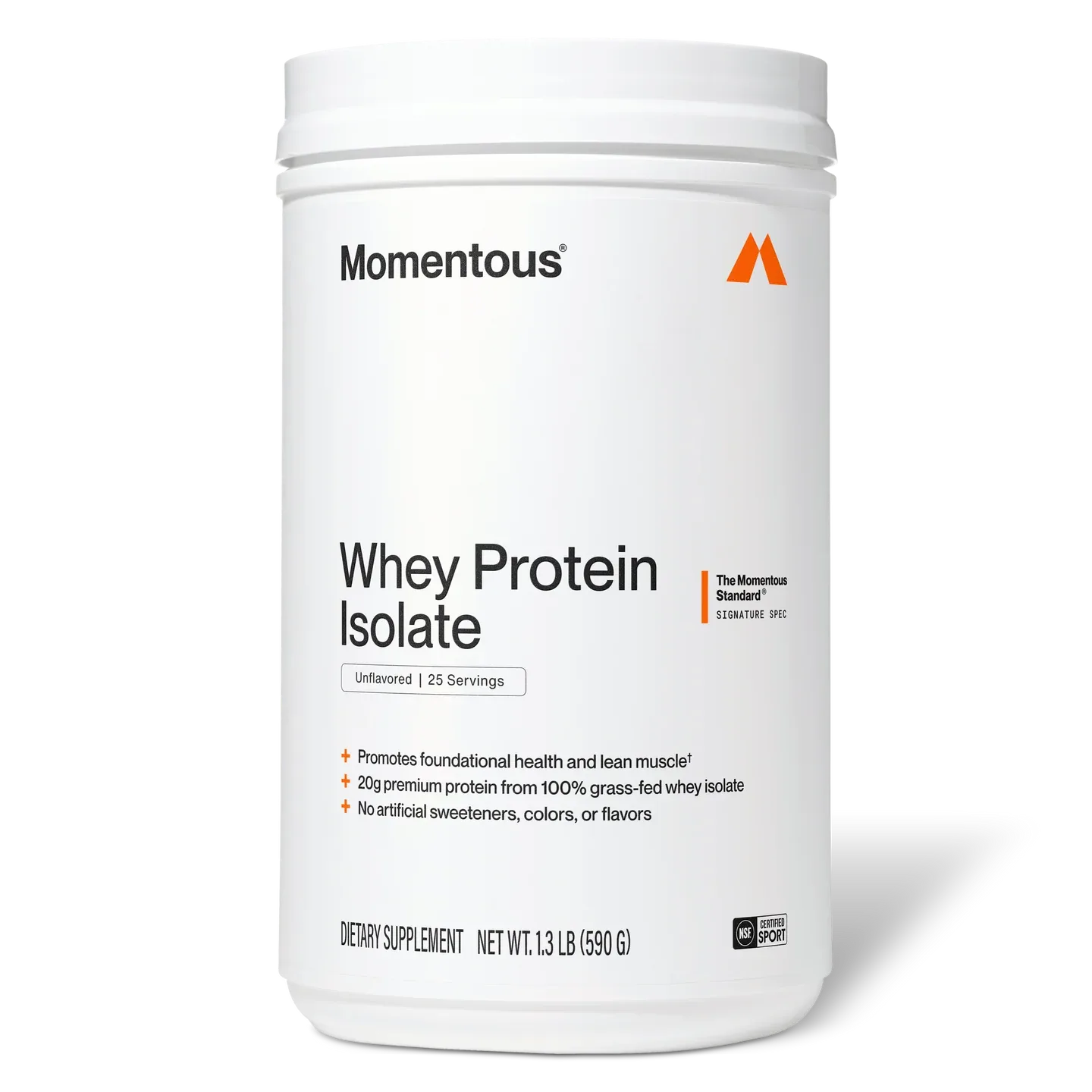 Momentous Whey Protein Isolate container